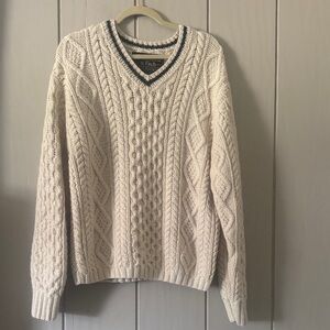 Men's Cream Cable Knit Sweater